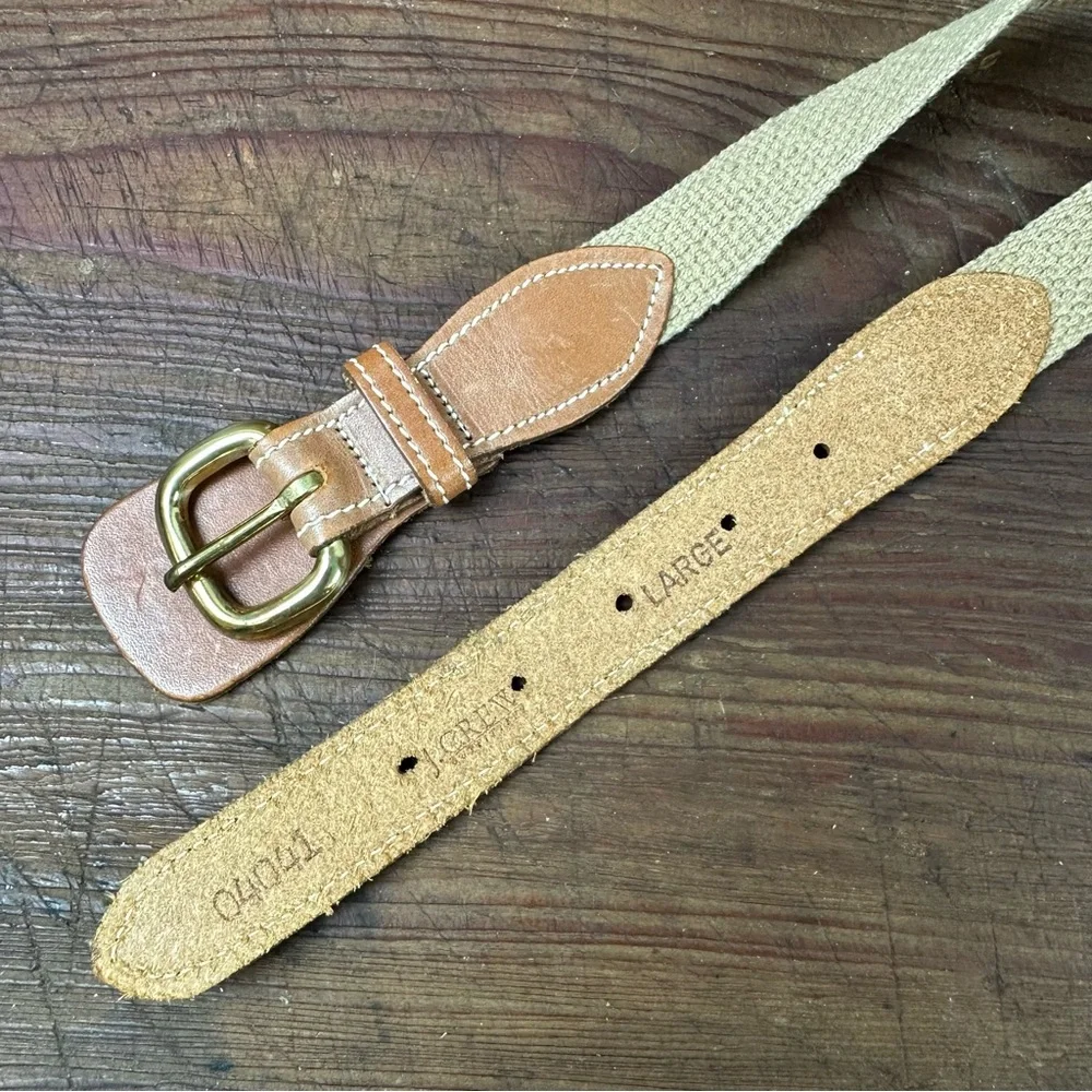 J.Crew Brown Leather and Webbing Tan Belt Like New